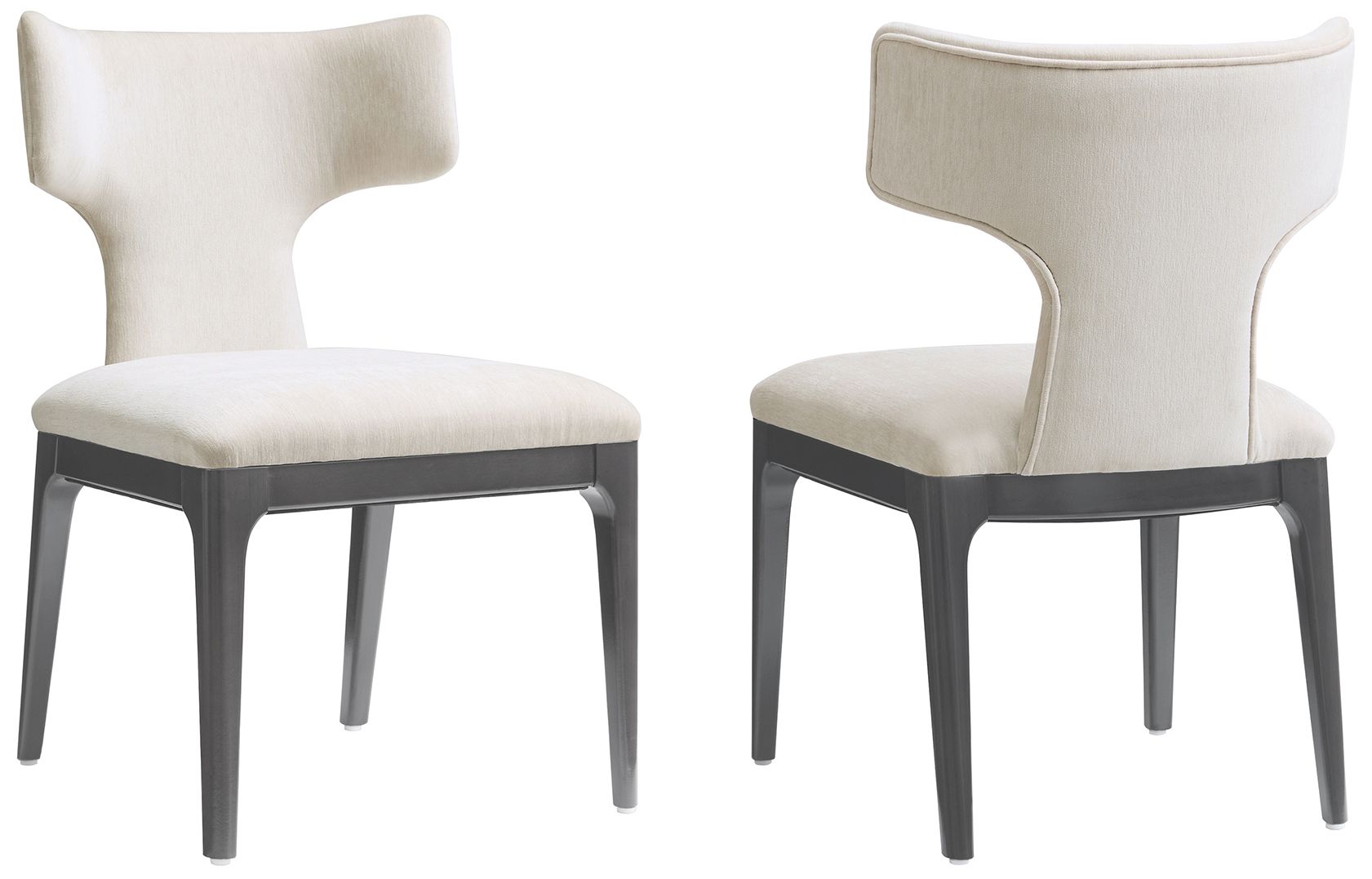Image 3 Eloria Mid-Century Modern Chenille Wood Side Chair in Cream - Set of 2 more views