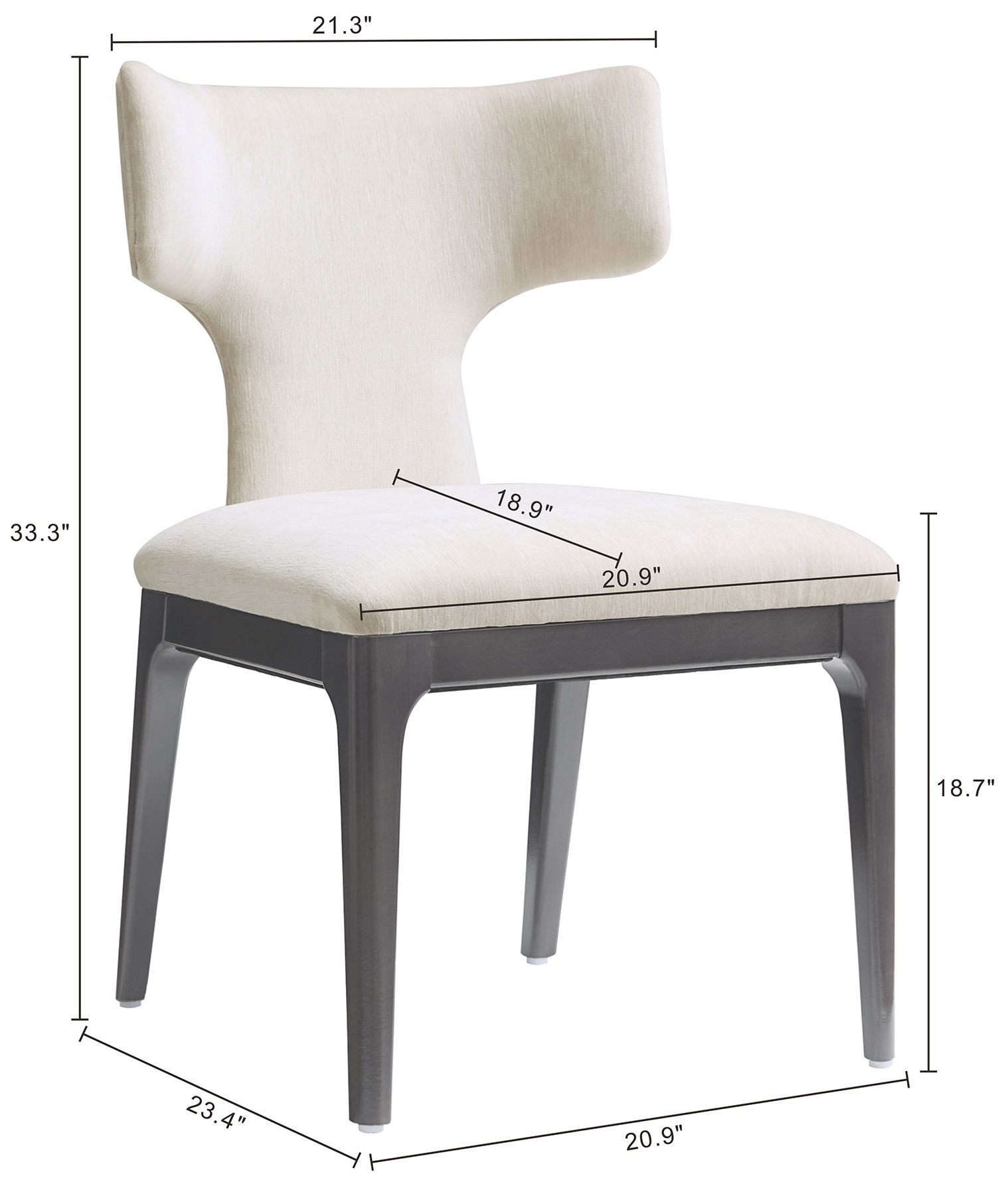 Image 4 Eloria Mid-Century Modern Chenille Wood Side Chair in Cream - Set of 2 more views