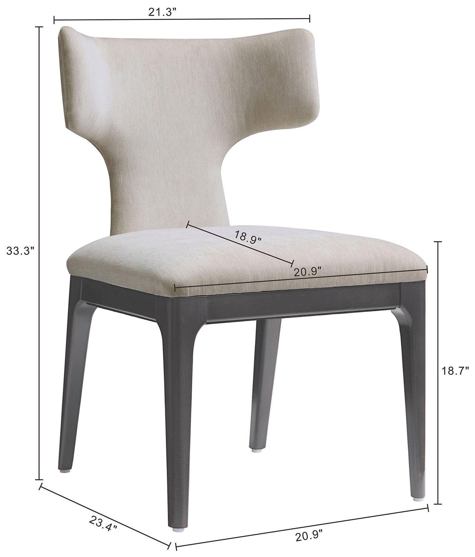 Image 4 Eloria Mid-Century Modern Chenille Wood Side Chair in Taupe - Set of 2 more views