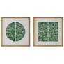 Elos 23.6" x 23.6" Green &#38; Ivory Stone Shadow Boxes - Set of 