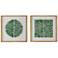 Elos 23.6" x 23.6" Green & Ivory Stone Shadow Boxes - Set of 