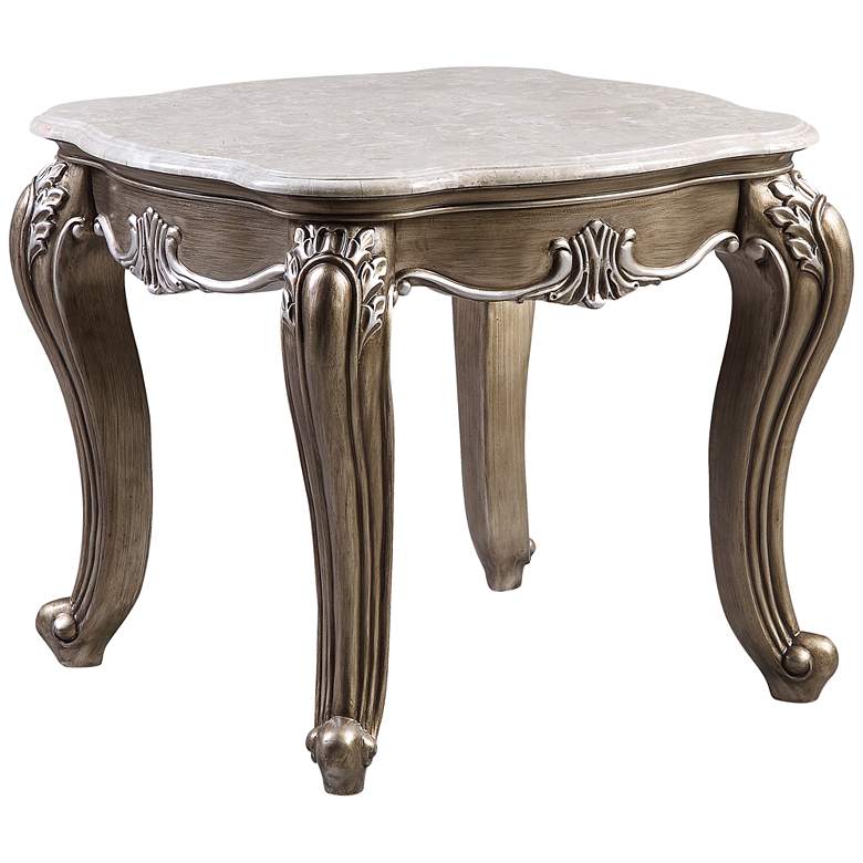 Image 1 Elozzol 28" Wide Marble and Antique Bronze Accent Table