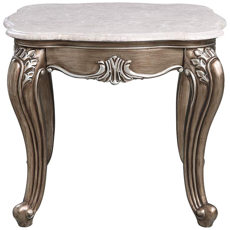 Image 4 Elozzol 28" Wide Marble and Antique Bronze Accent Table more views