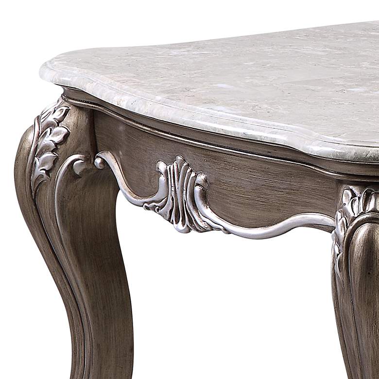 Image 2 Elozzol 54" Wide Marble and Antique Bronze Accent Table more views