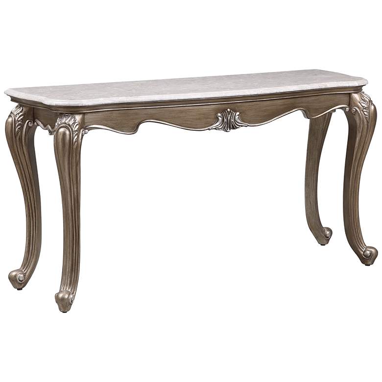 Elozzol 58&quot; Wide Marble and Antique Bronze Accent Table