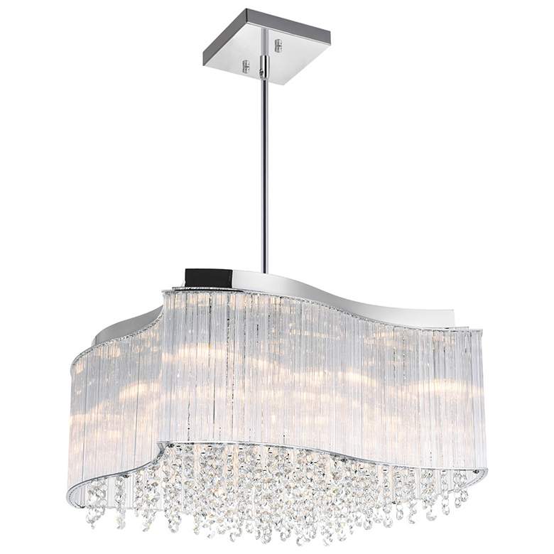 Image 1 Elsa 10 Light Drum Shade Chandelier With Chrome Finish