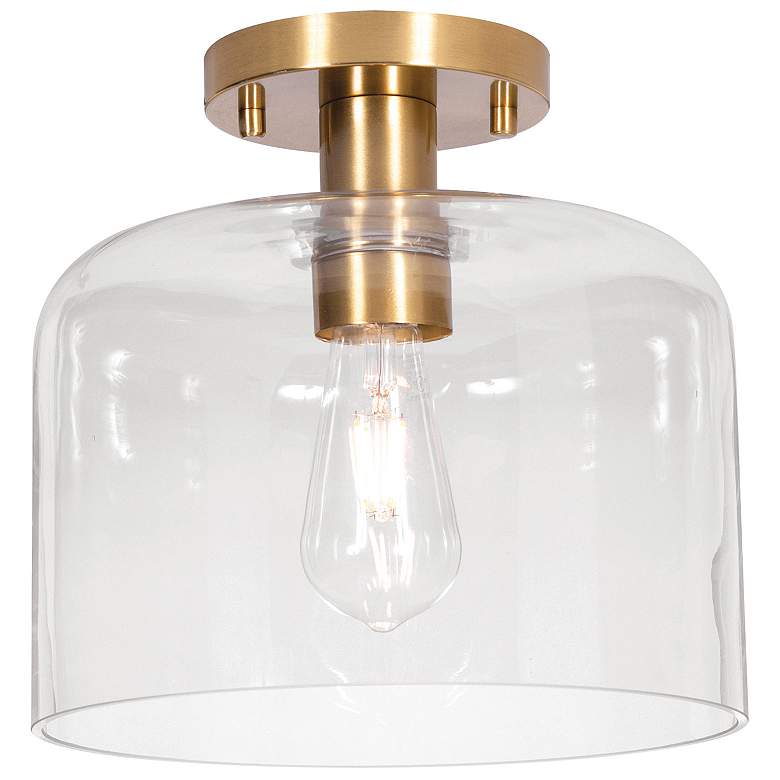 Image 1 Elsa 10" Wide Light Antique Brass Semi-Flush