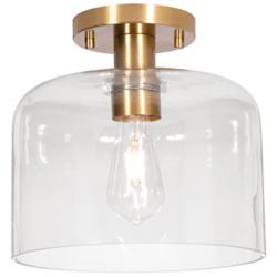 Elsa 10" Wide Light Antique Brass Semi-Flush