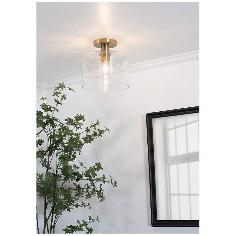 Image 2 Elsa 10" Wide Light Antique Brass Semi-Flush more views