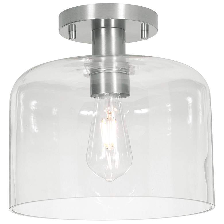 Image 1 Elsa 10" Wide Satin Nickel Semi-Flush