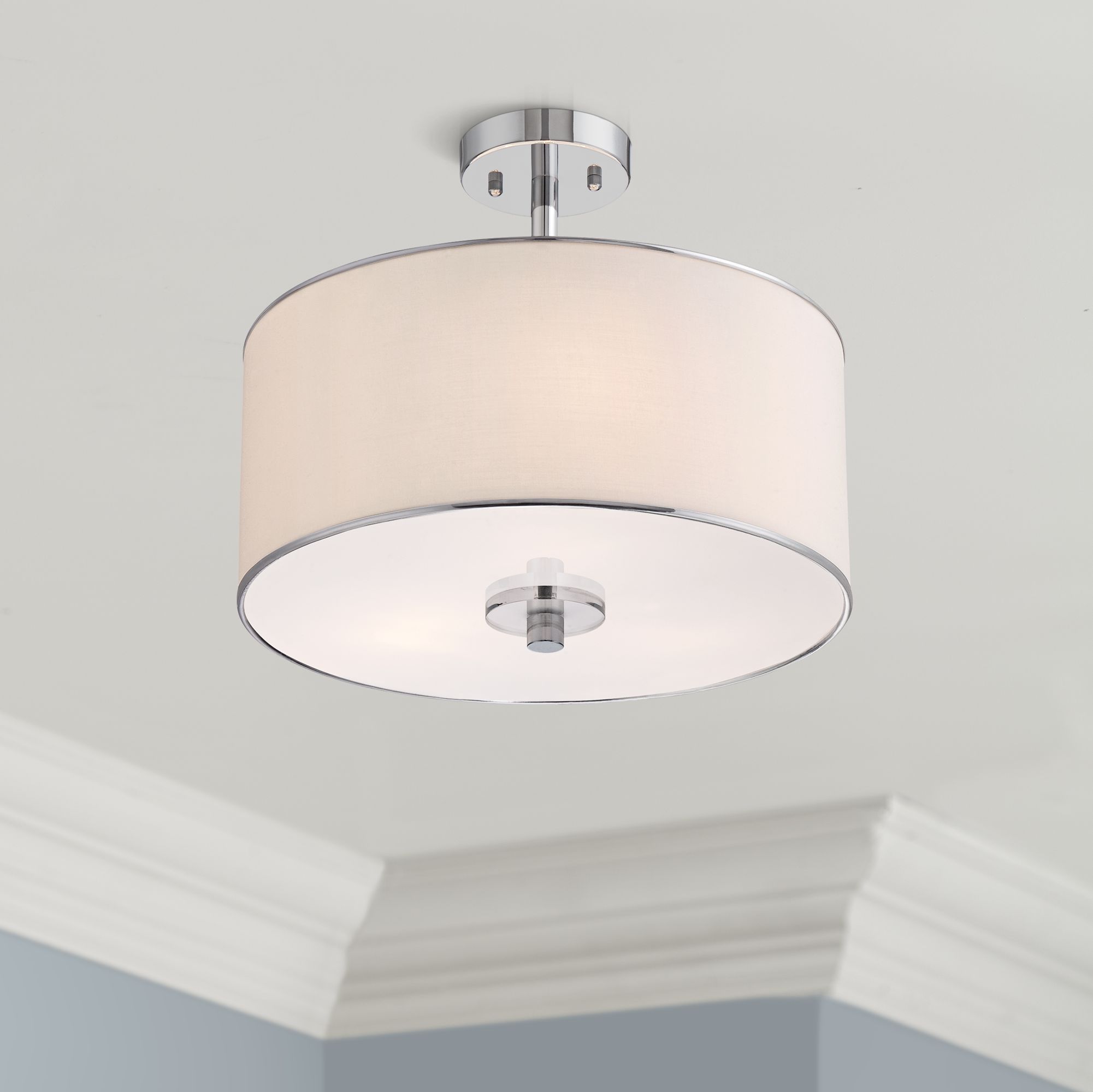 semi flush white drum ceiling light