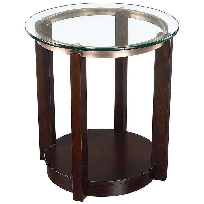 Image 1 Elsa 23" Wide Dark Brown Wood Round End Table
