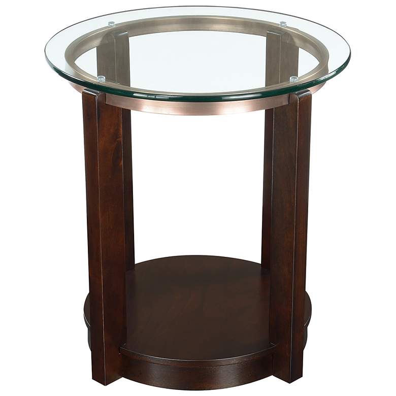 Image 5 Elsa 23" Wide Dark Brown Wood Round End Table more views