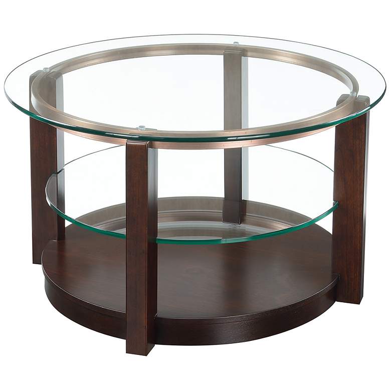 Image 1 Elsa 35" Wide Dark Brown Wood Round Coffee Table