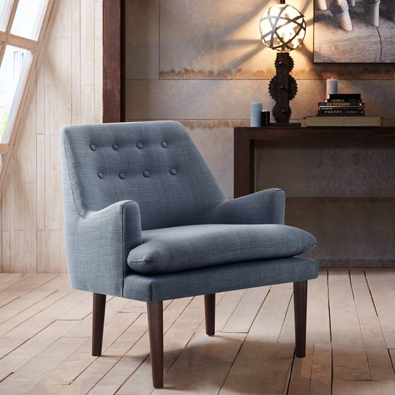 Image 1 Elsa Blue Button Tufted Accent Chair