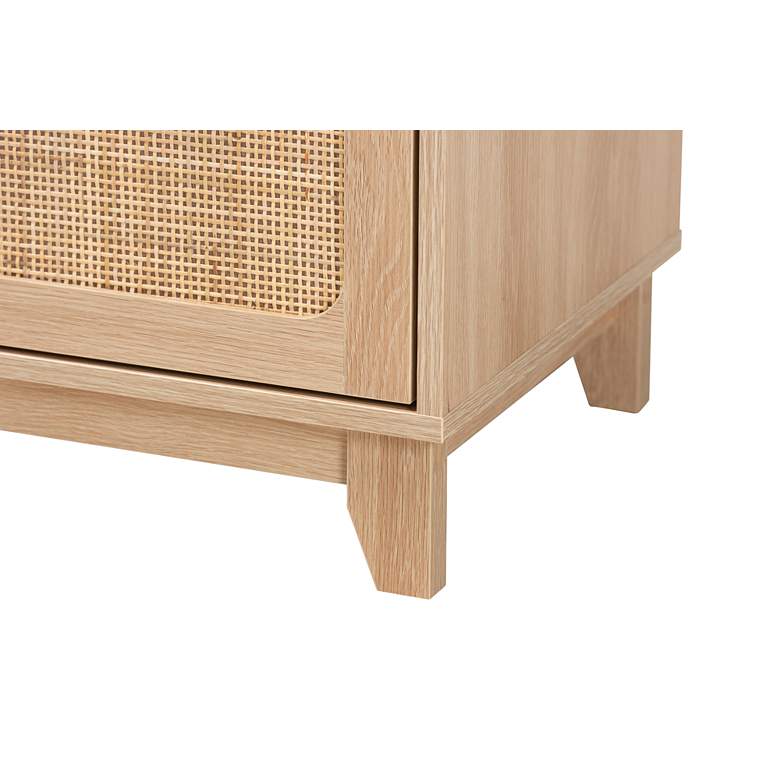 Image 4 Elsbeth 15 3/4"W Brown Wood Rattan 1-Drawer 1-Door End Table more views