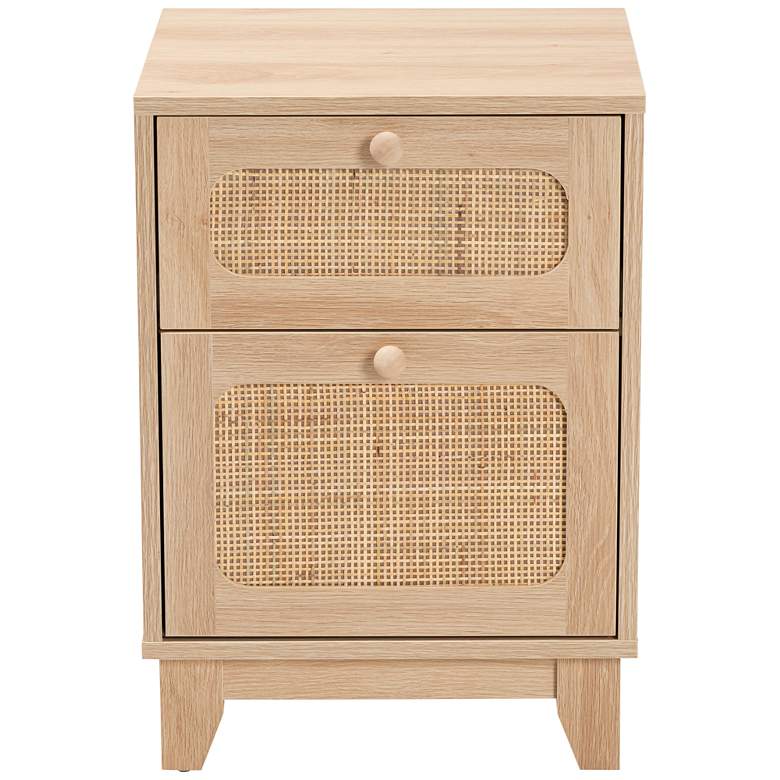 Image 7 Elsbeth 15 3/4"W Brown Wood Rattan 1-Drawer 1-Door End Table more views