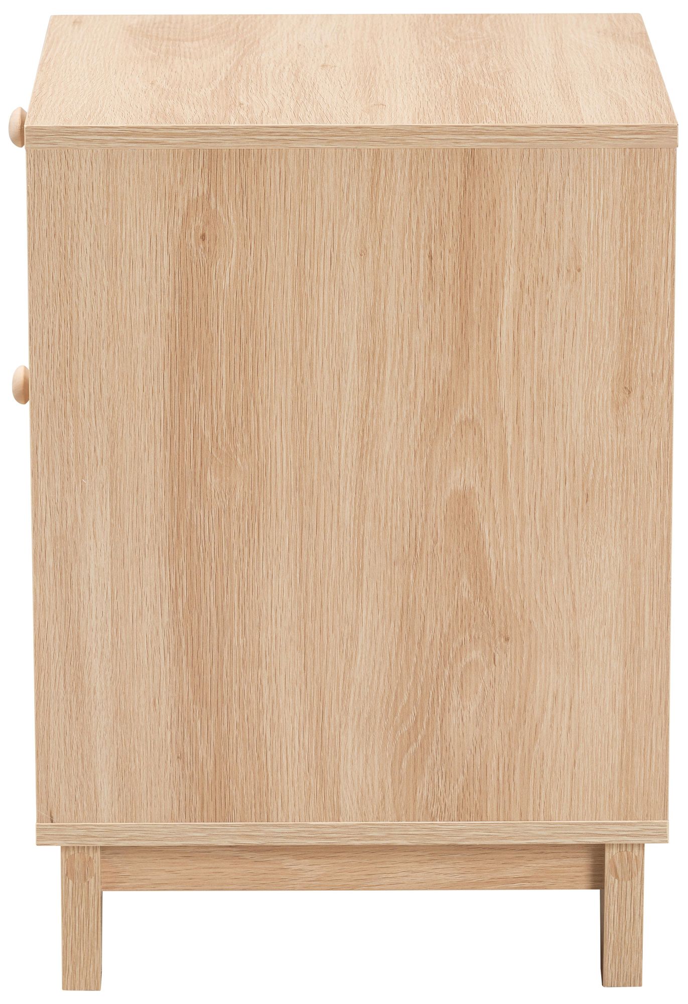 Elsbeth 15 3/4"W Brown Wood Rattan 1-Drawer 1-Door End Table