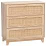 Elsbeth 31 1/2"W Oak Brown Rattan 3-Drawer Storage Cabinet