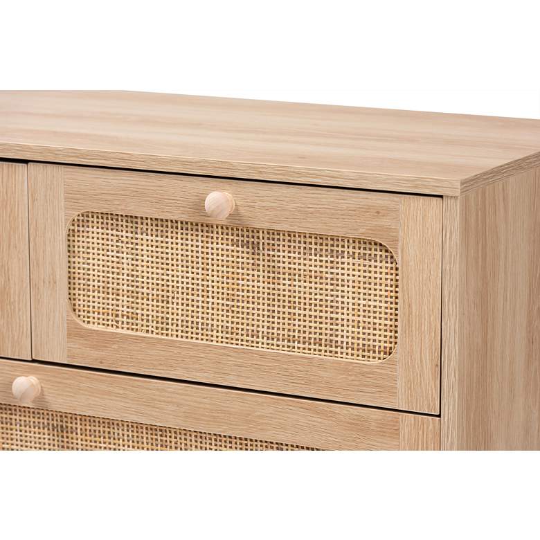 Image 3 Elsbeth 35 1/2"W Brown Wood Rattan 5-Drawer Storage Cabinet more views