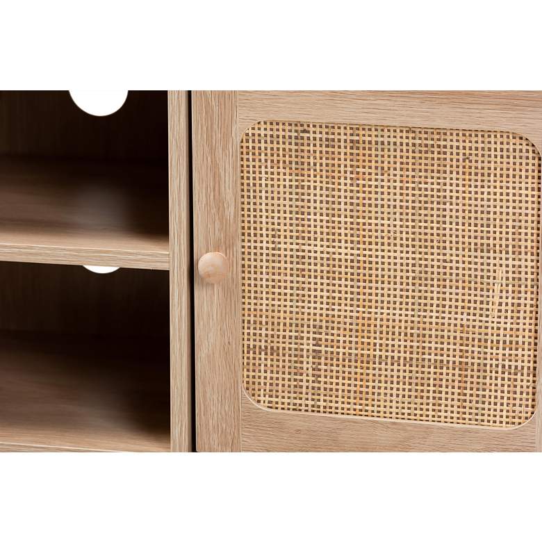 Image 3 Elsbeth 43 1/4"W Brown Wood Natural Rattan 2-Door TV Stand more views