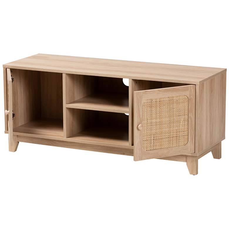 Image 6 Elsbeth 43 1/4 inchW Brown Wood Natural Rattan 2-Door TV Stand more views