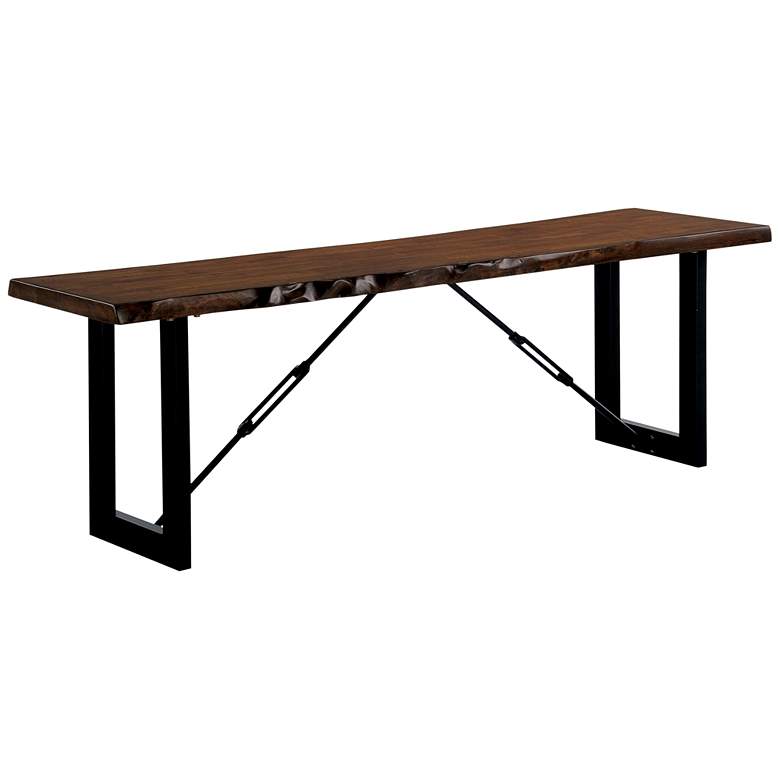 Image 2 Elsbeth 54" Wide Walnut Wood Black Metal Rectangular Bench