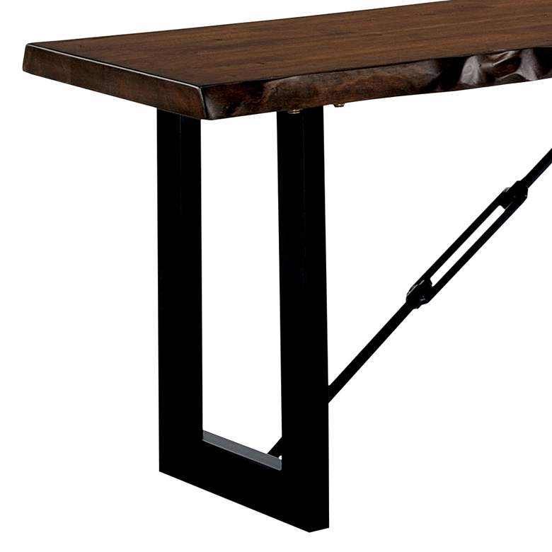 Image 3 Elsbeth 54" Wide Walnut Wood Black Metal Rectangular Bench more views