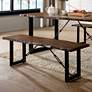 4_Elsbeth 54" Wide Walnut Wood Black Metal Rectangular Bench more views