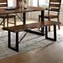 5_Elsbeth 54" Wide Walnut Wood Black Metal Rectangular Bench more views