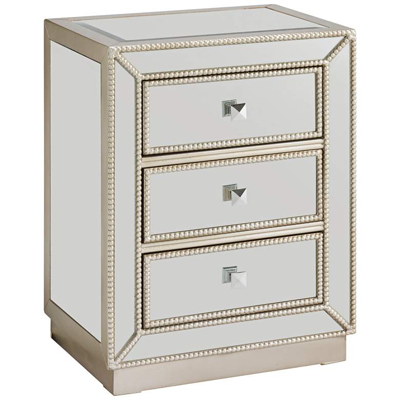 Image 3 Elsinore 20 inch Wide 3-Drawer Silver Mirrored Accent Table