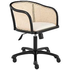 Image1 of Elsy Black Wood Adjustable Swivel Office Chair