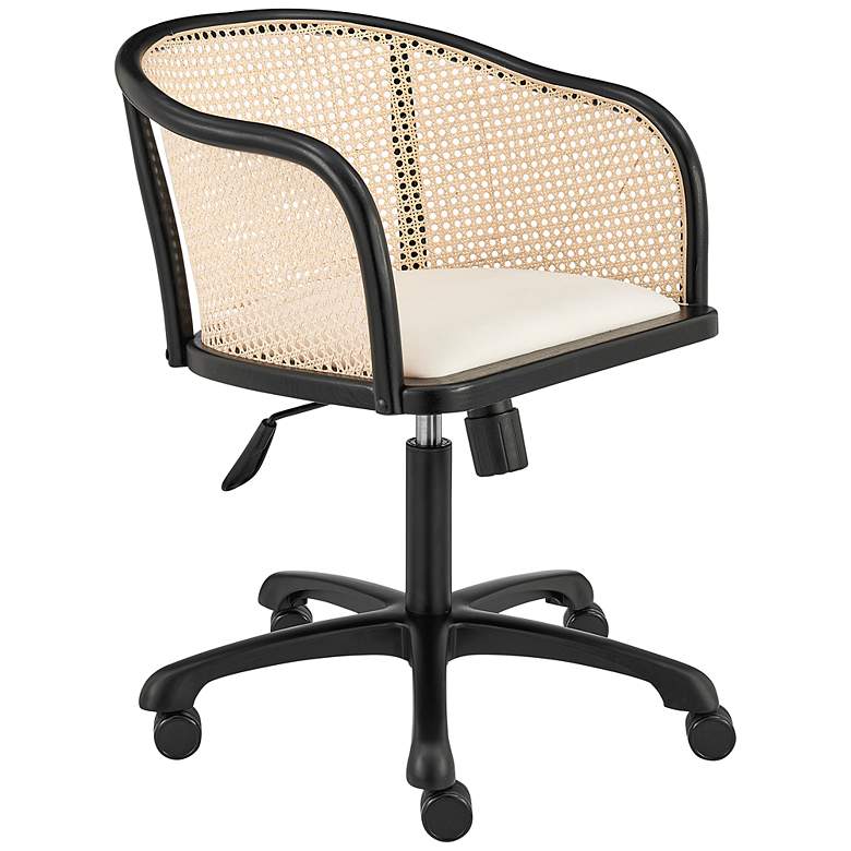 Image 1 Elsy Black Wood Adjustable Swivel Office Chair