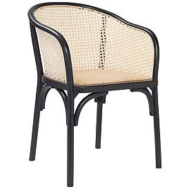 Image2 of Elsy Black Wood and Natural Rattan Armchair