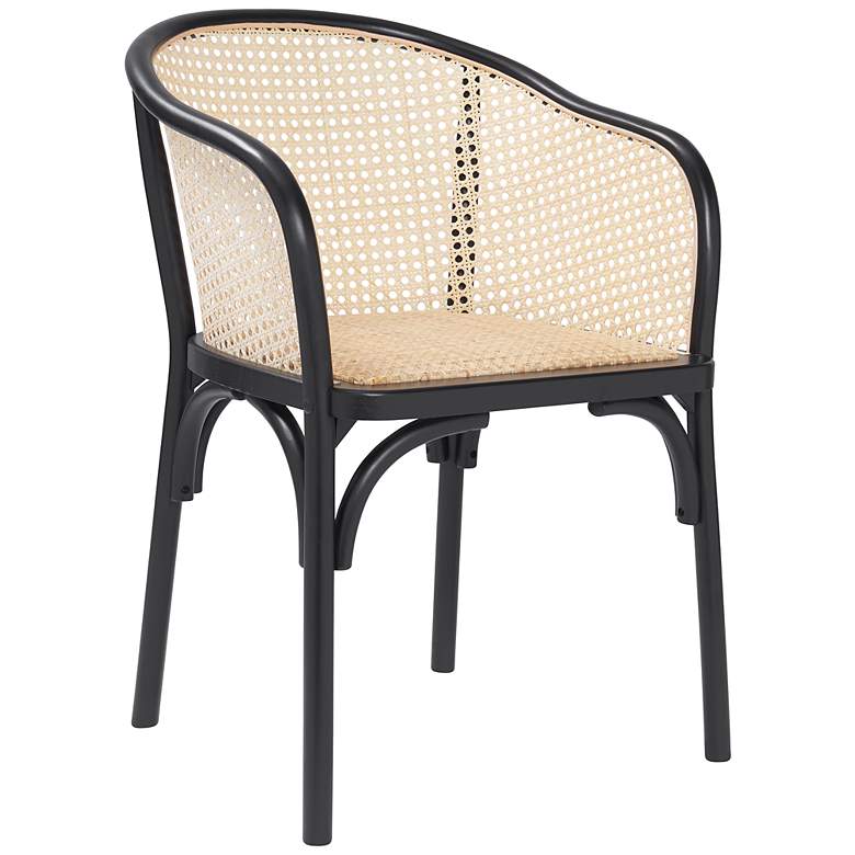 Image 2 Elsy Black Wood and Natural Rattan Armchair