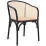 Elsy Black Wood and Natural Rattan Armchair