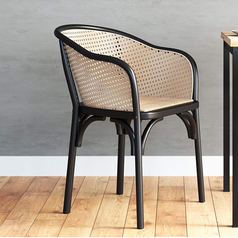 Image 1 Elsy Black Wood and Natural Rattan Armchair