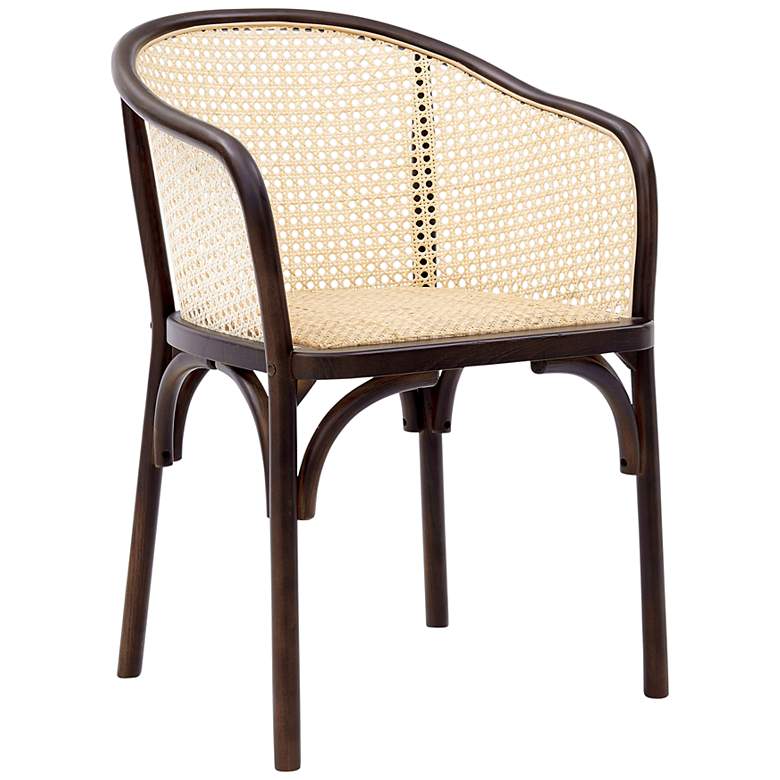 Image 1 Elsy Walnut Wood and Natural Rattan Armchair