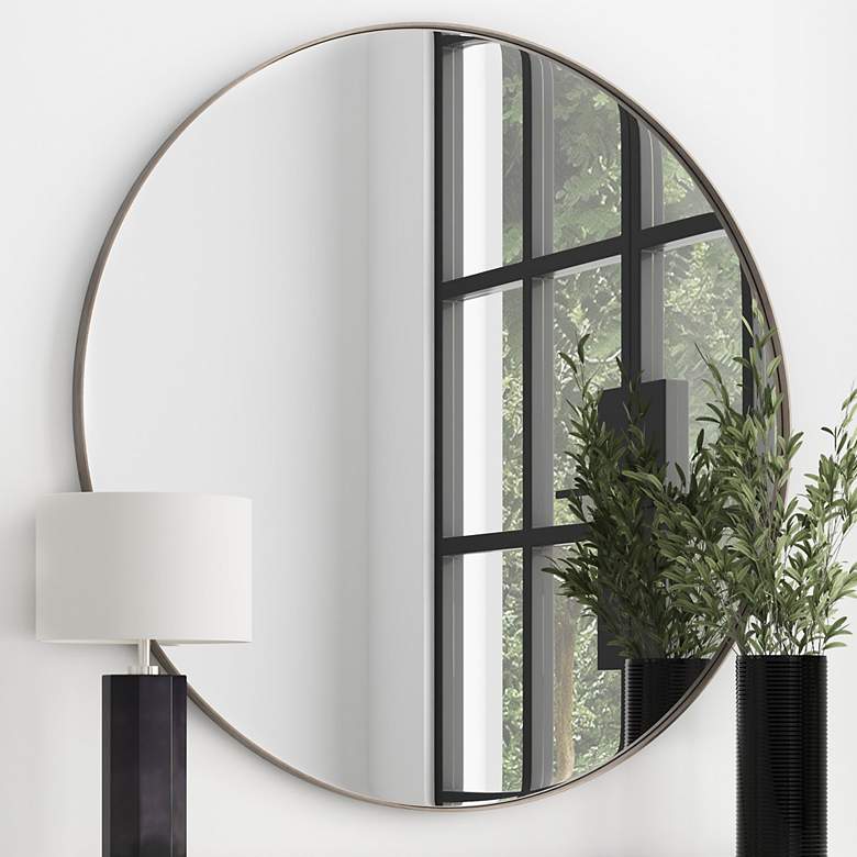 Image 1 Eltham Silver 60" Oversized Round Wall Mirror