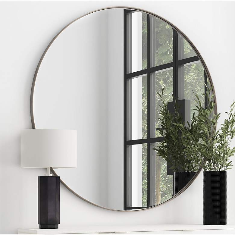 Image 5 Eltham Silver 60" Oversized Round Wall Mirror more views