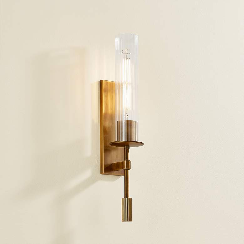 Image 5 Elton 18 1/2" High Patina Brass Wall Sconce more views