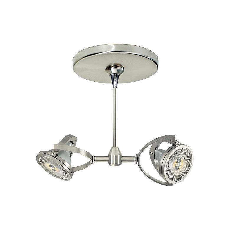 Image 1 Elton 8 inch Wide Satin Nickel Dual Head Freejack Mini Pendant