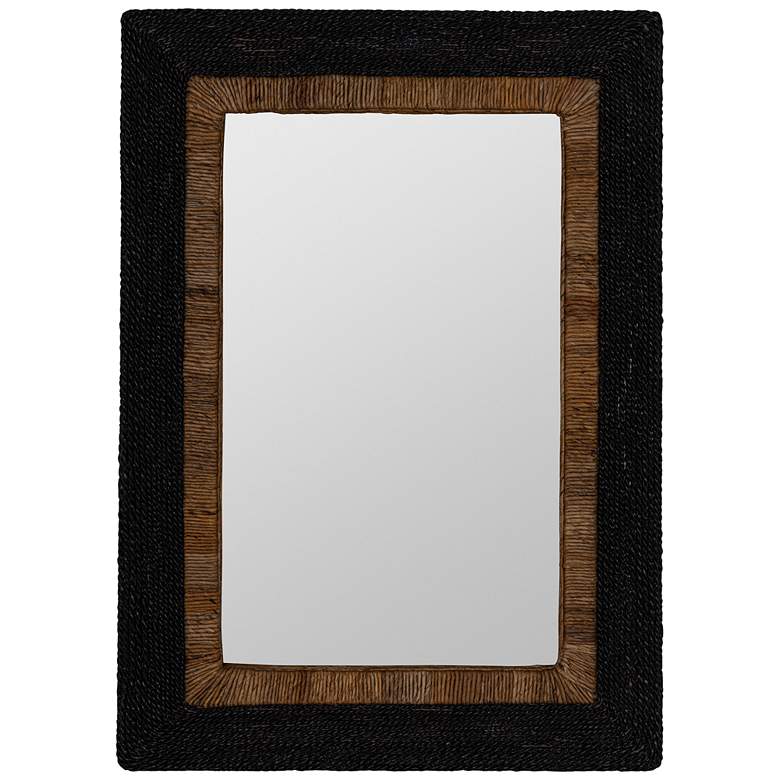 Image 1 Elton Black and Natural Rattan 28 1/2 inch x 40 inch Wall Mirror
