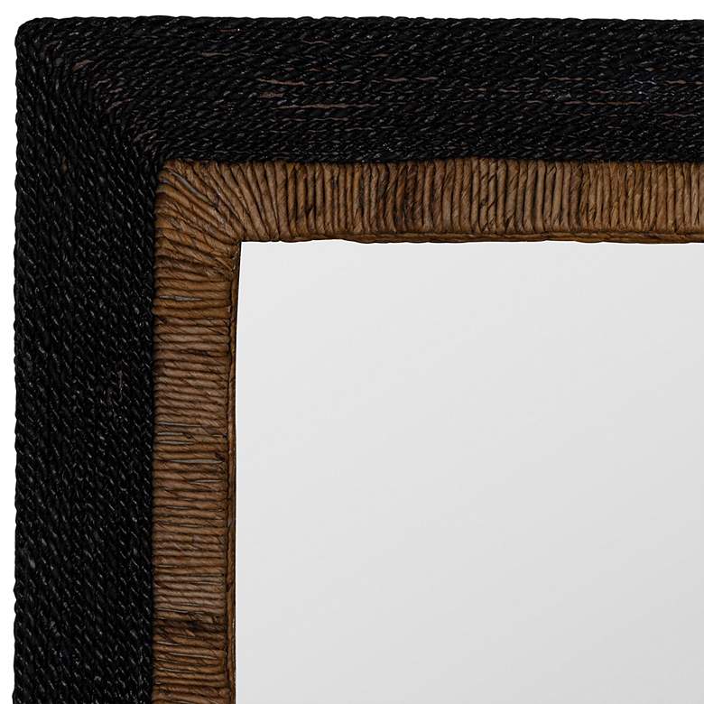 Image 2 Elton Black and Natural Rattan 28 1/2 inch x 40 inch Wall Mirror more views