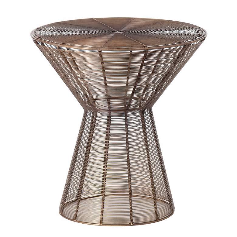 Image 1 Elton Vintage Brass Finish Iron Wire Accent Table