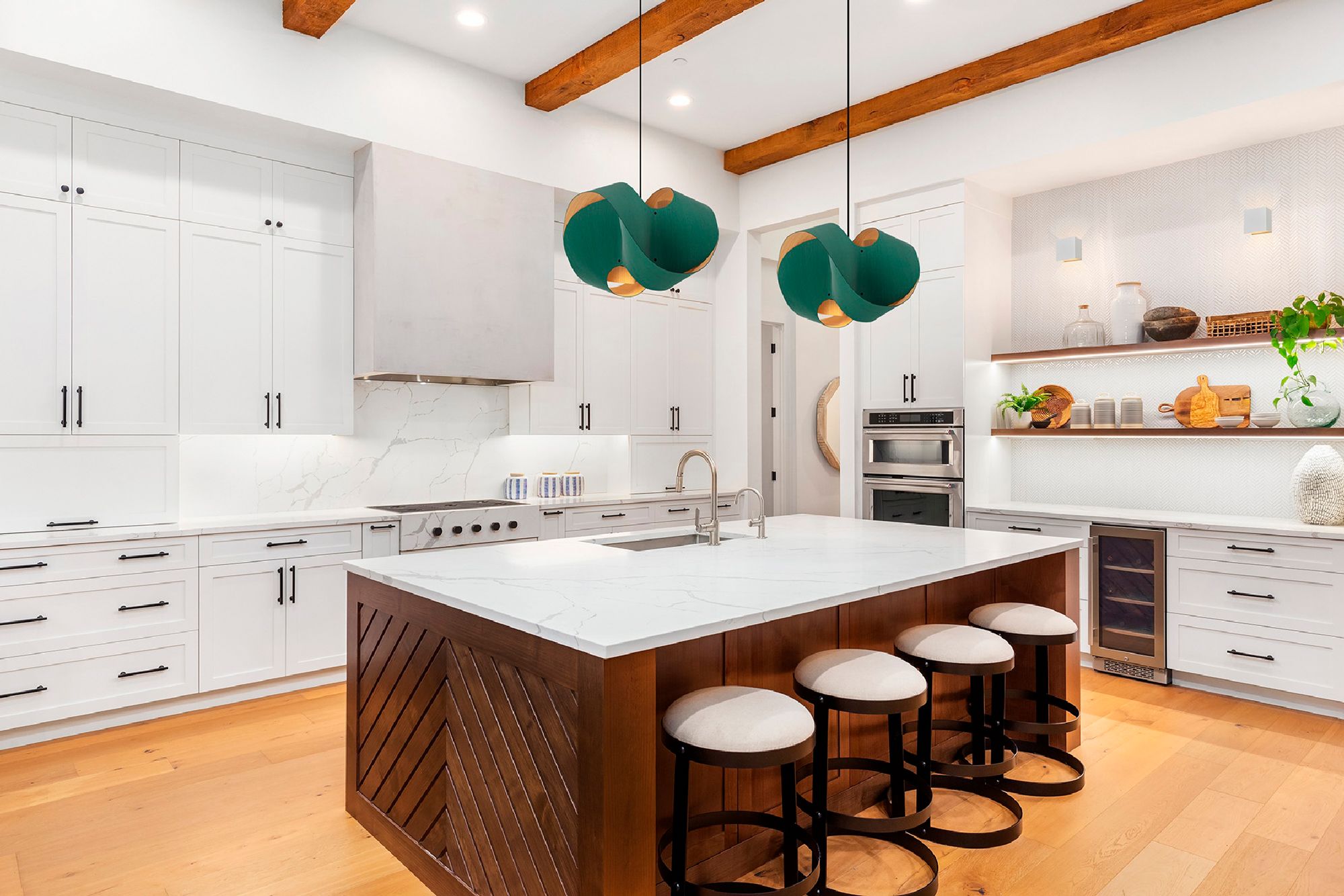 Image 2 Elvira 50 19.6" Wide Modern Light Petrol Recycled Wood Pendant more views