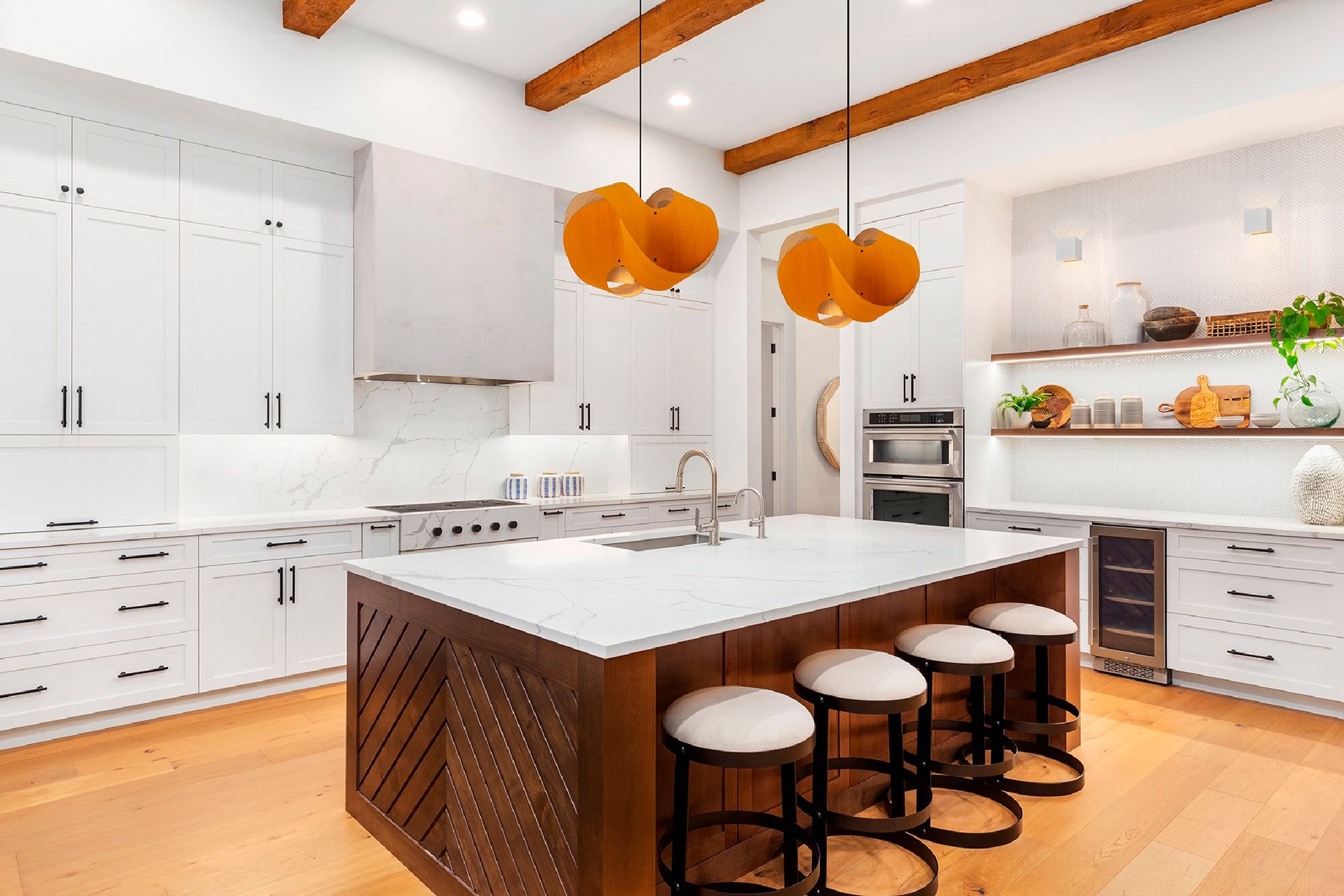 Image 2 Elvira 50 19.6" Wide Modern Ocher Recycled Wood Pendant more views