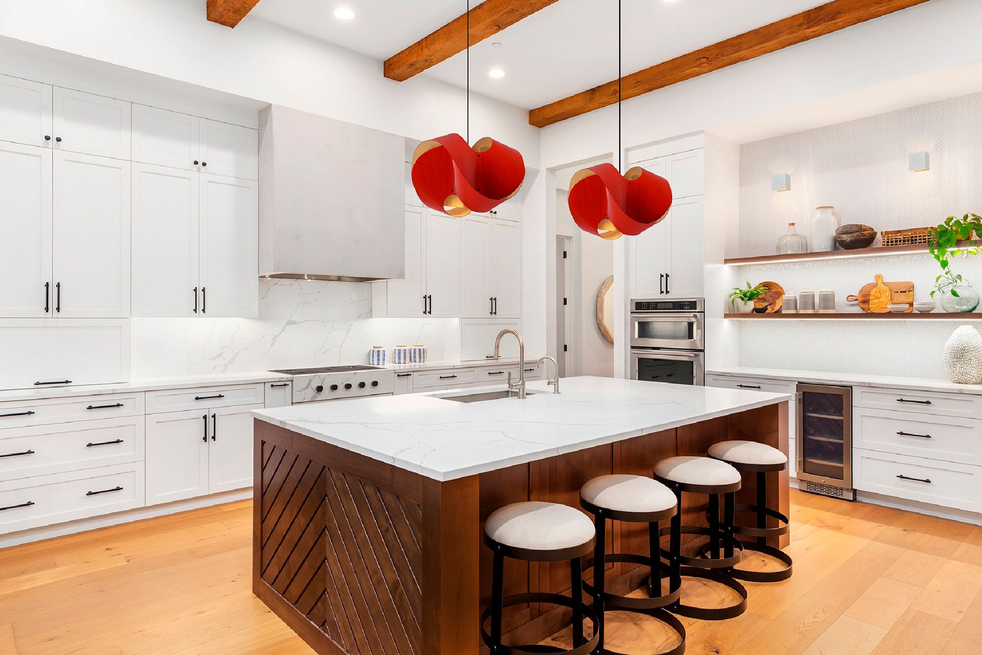 Image 2 Elvira 50 19.6" Wide Modern Red Recycled Wood Pendant more views