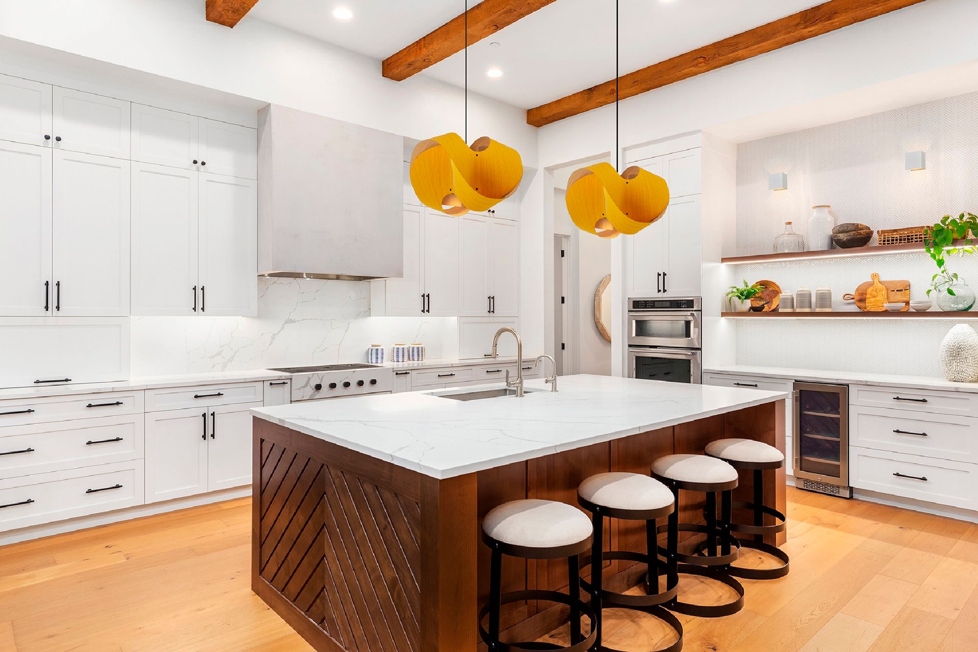 Image 2 Elvira 50 19.6" Wide Modern Yellow Recycled Wood Pendant more views