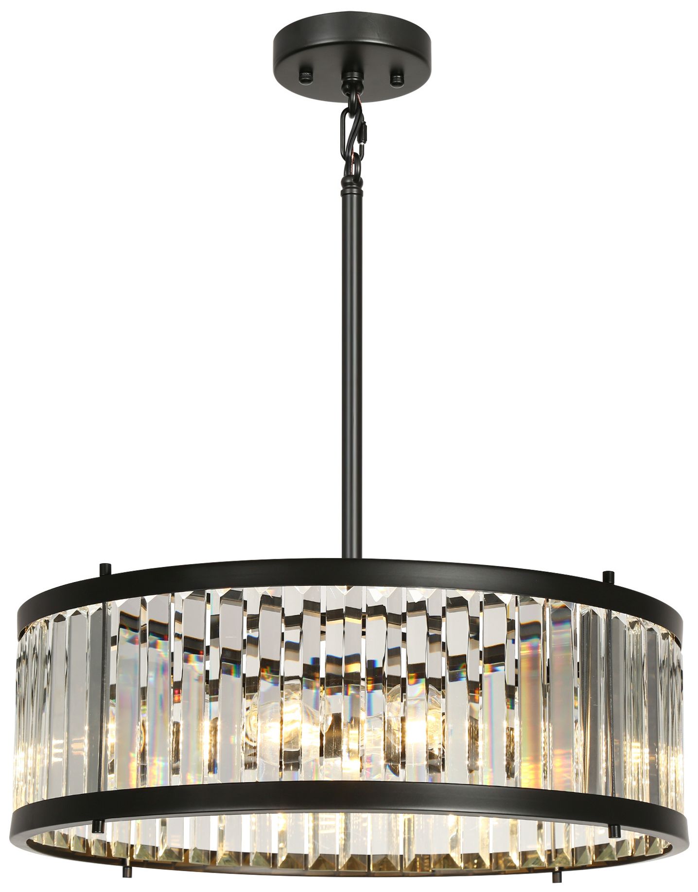 Image 2 Elvira 6-Light Black Crystal Drum Chandelier